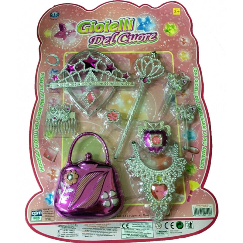foto del prodotto trade shop traesio set principessa del cuore beauty corona collana borsetta anelli gioco bambina 