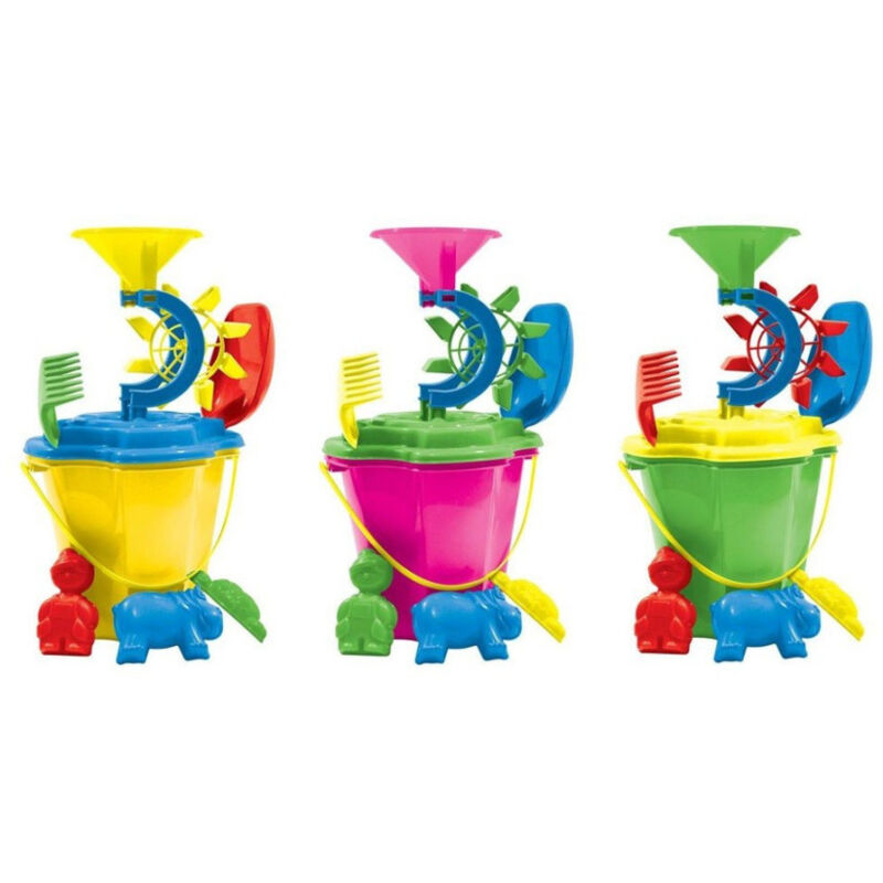 foto del prodotto trade shop traesio set secchiello mare con mulino accessori formine paletta colori assortiti 000092 