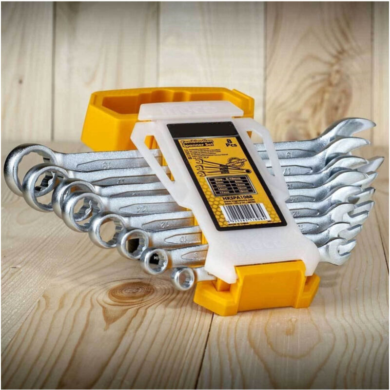 immagine 0 del prodotto trade shop traesio set serie 8 chiavi chiave inglesi combinate in acciaio 6 19 mm con custodia 