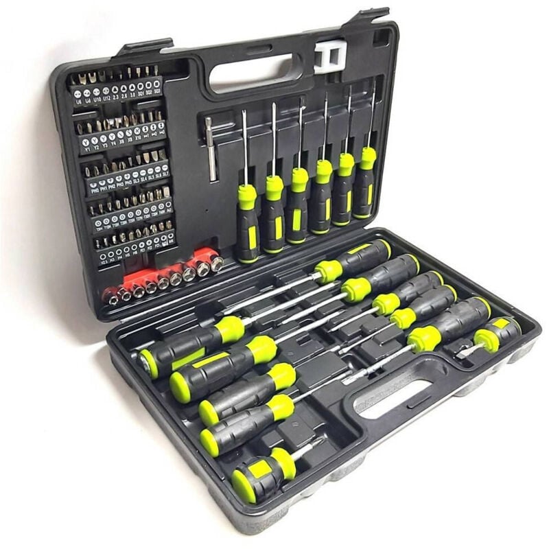 foto del prodotto trade shop traesio set valigia bussole cacciaviti cacciavite inserti 78 pz a taglio croce torx y u 