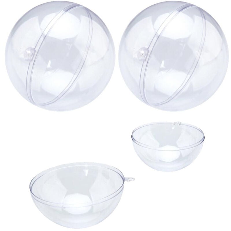 foto del prodotto trade shop traesio sfere natalizie palline trasparenti apribili da riempire decorazione natale 2pz 8cm 