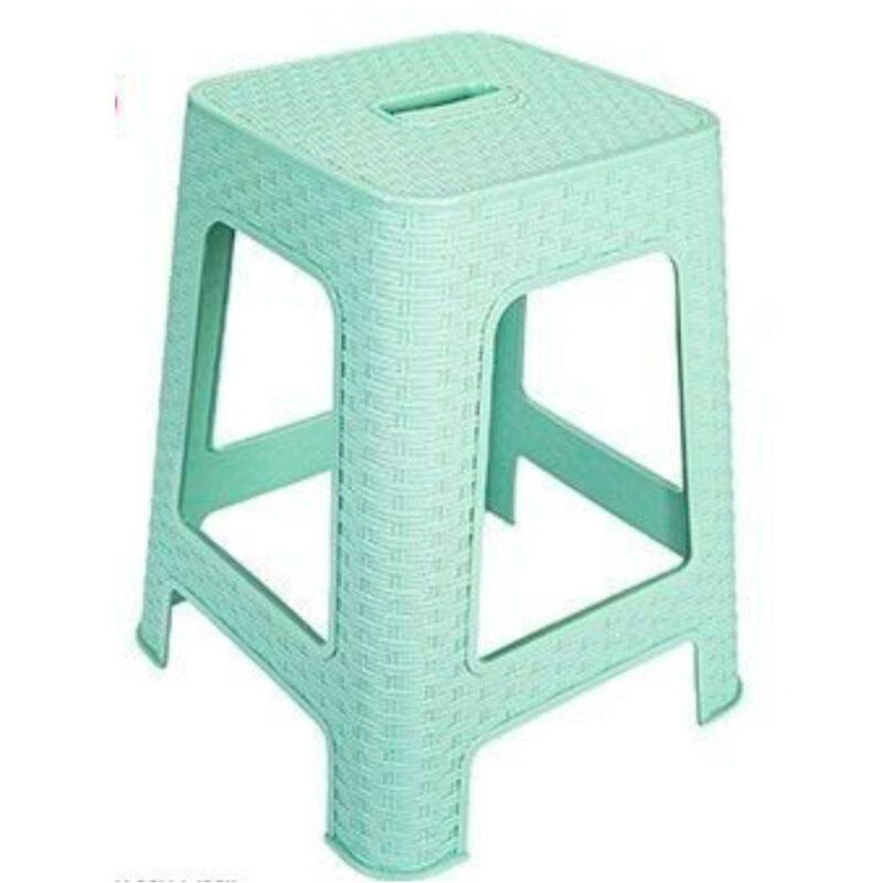 foto del prodotto trade shop traesio sgabello in plastica rattan verde acqua h 45,5 cm sedia complemento d arredo 