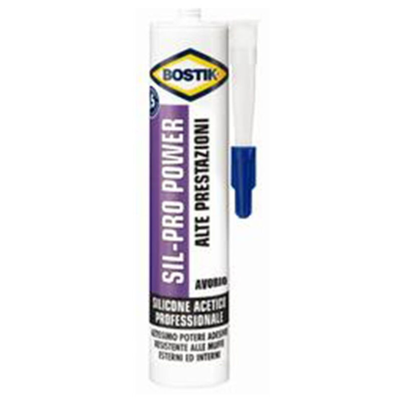 foto del prodotto trade shop traesio silicone acetico universale colore avorio cartuccia da 300ml multiuso prof 