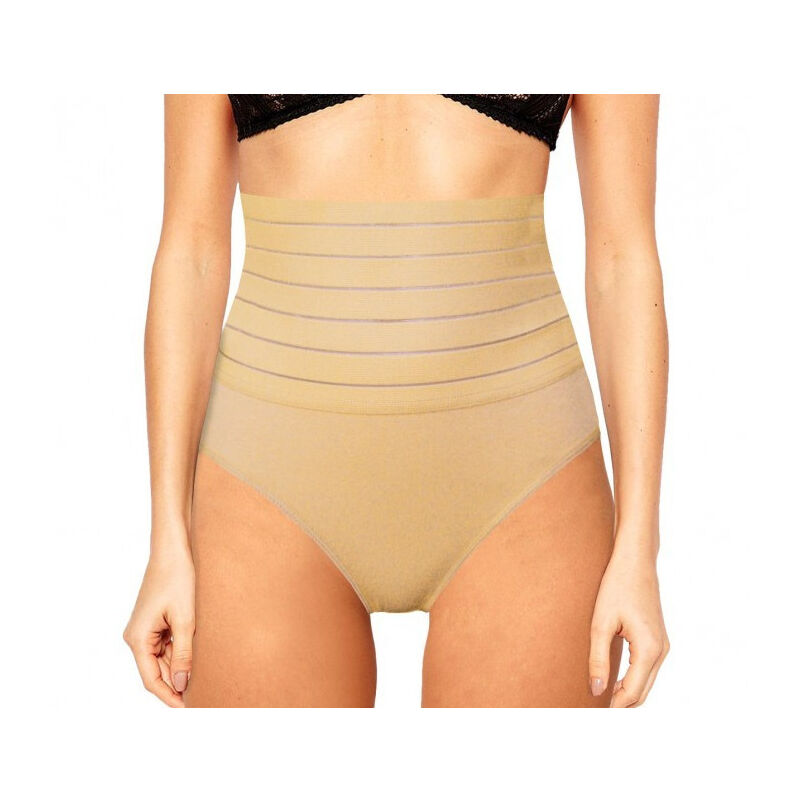 foto del prodotto trade shop traesio slip a vita alta con panciera guaina contenitiva addominale in cotone 6077 beige xl
