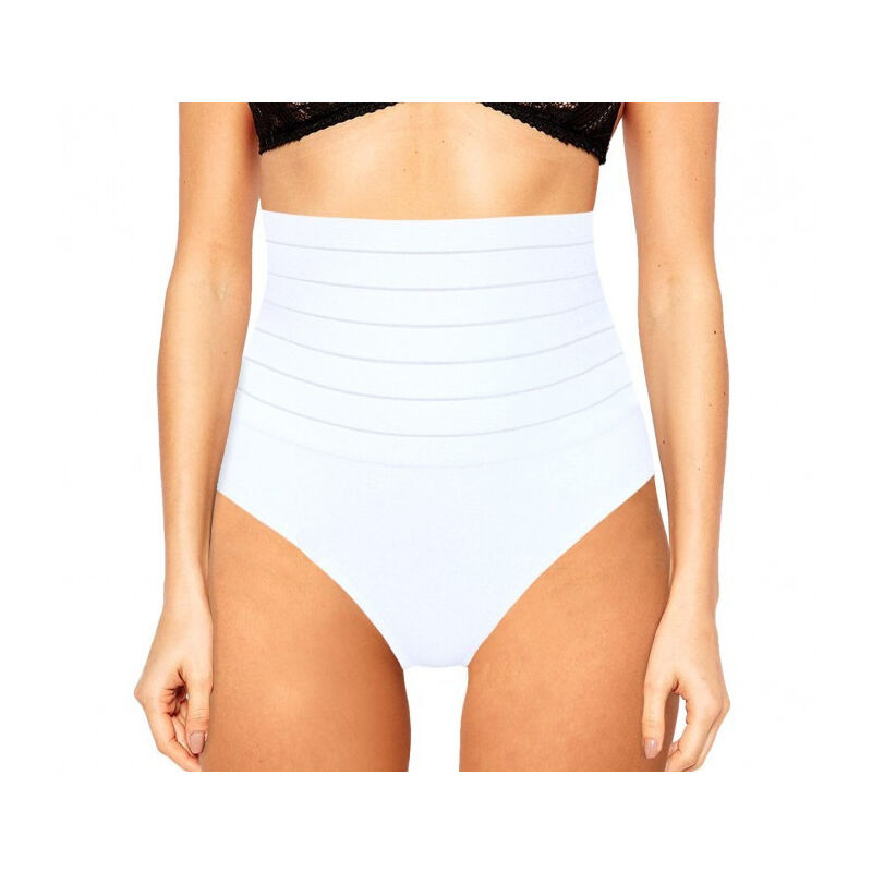 foto del prodotto trade shop traesio slip a vita alta con panciera guaina contenitiva addominale in cotone 6077 bianco xxl