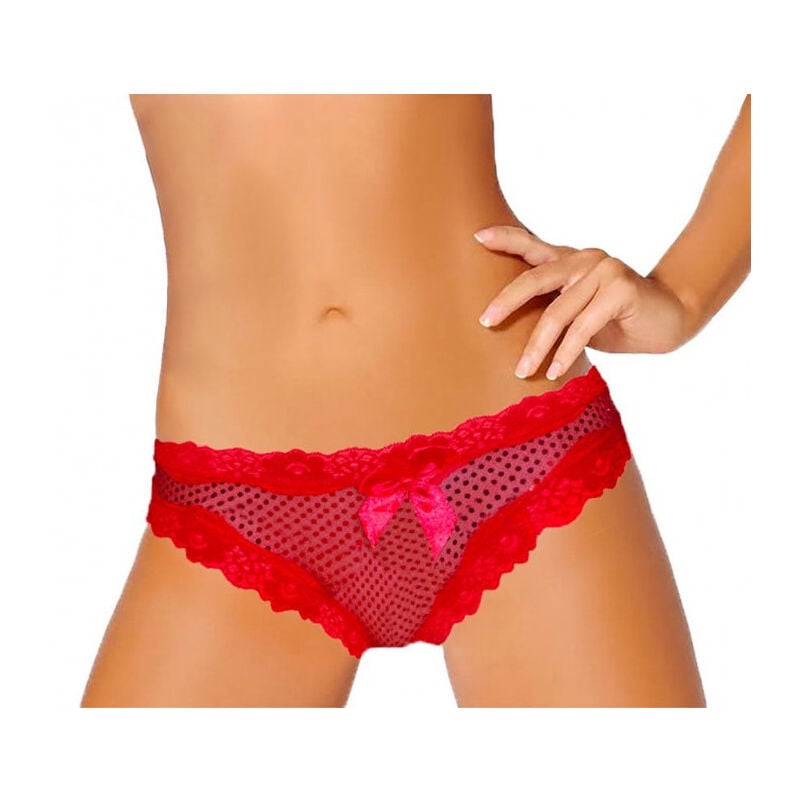 foto del prodotto trade shop traesio slip donna rosso brasiliana comet con lucenti pois e bordi merlettati s m