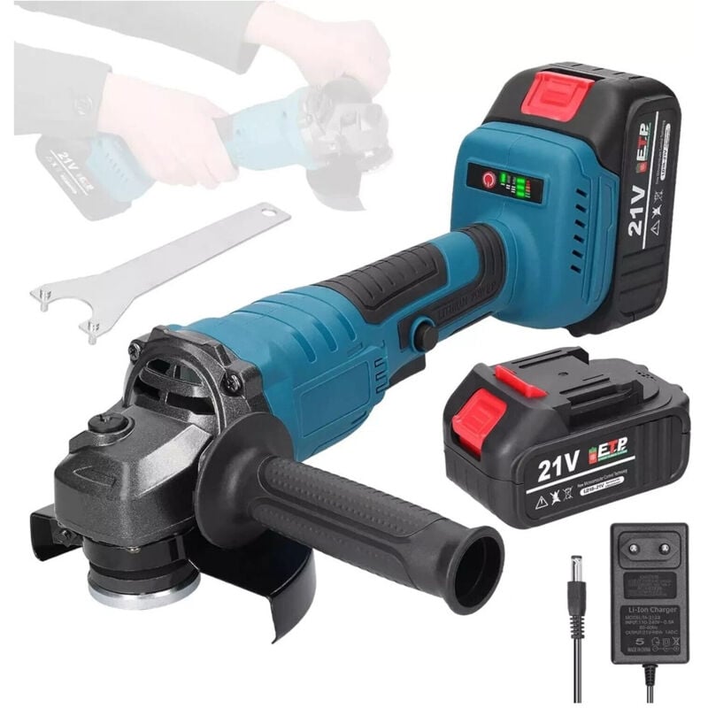 foto del prodotto trade shop traesio smerigliatrice angolare a batteria flex disco 125mm 88v 10.000 giri min 2 batterie 