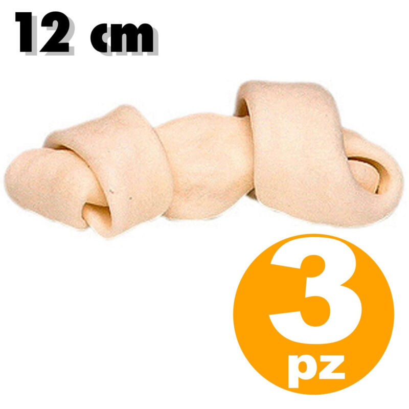 foto del prodotto trade shop traesio snack per cane 3 pezzi a forma di osso bianco con nodo set spuntino 