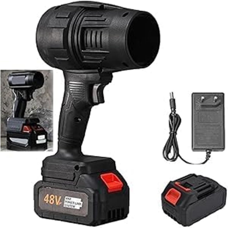 foto del prodotto trade shop traesio soffiatore a doppia batteria 48 v per foglie asciugatrice turbo ventola per auto 