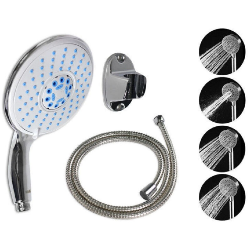 foto del prodotto trade shop traesio soffione con tubo flessibile 1,8m con supporto muro doccetta doccia bagno 52054 