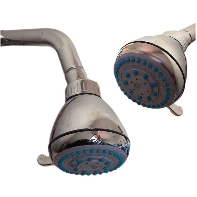 foto del prodotto trade shop traesio soffione doccia a muro doccetta fissa effetto pioggia 3 getti braccio 15cm 