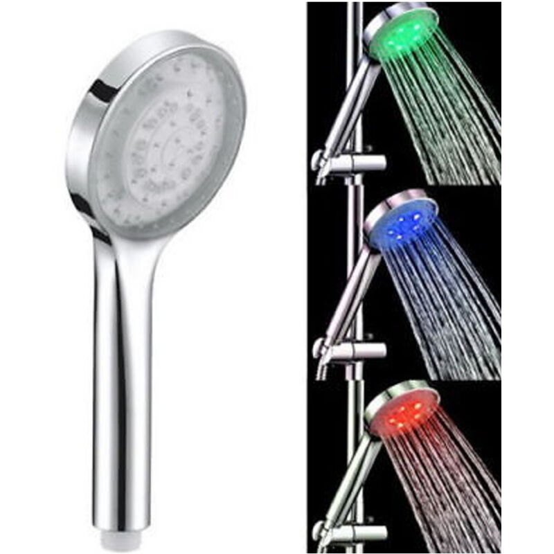 foto del prodotto trade shop traesio soffione doccia con luci a led che cambia colore con la temperatura acqua 