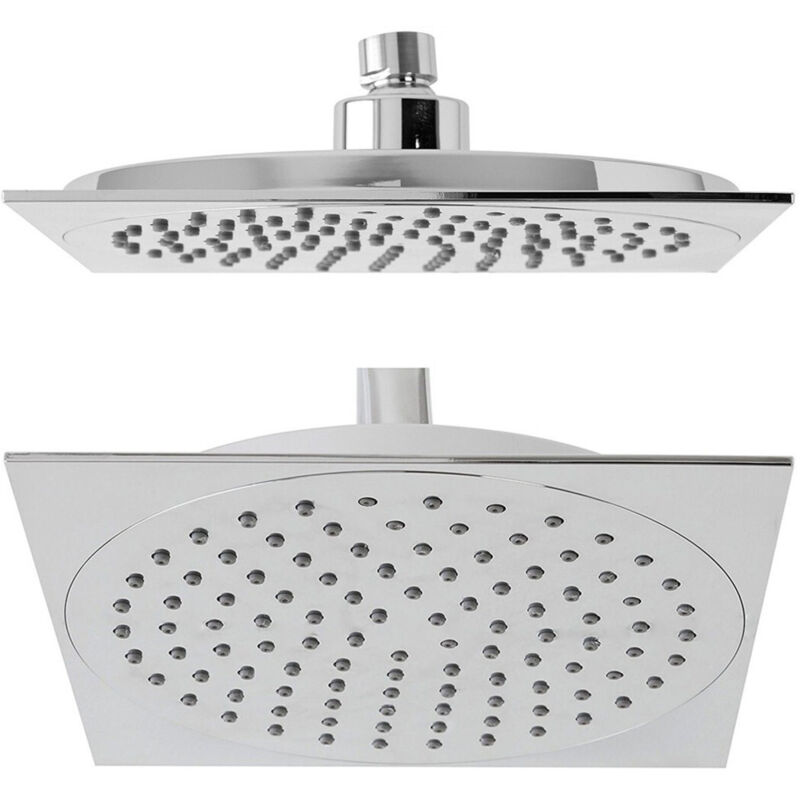 foto del prodotto trade shop - traesio - soffione doccia slim quadrato 20 x 20 cm plus in abs cromato miscelatore -