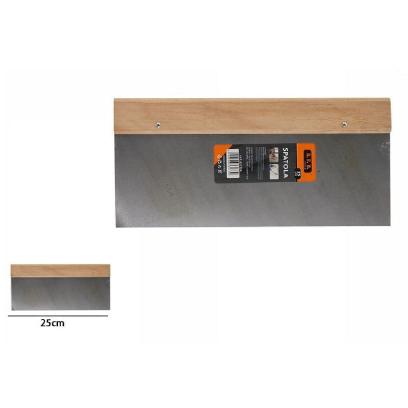 foto del prodotto trade shop traesio spatola stecca pareti per stucco acciaio impugnatura legno 25 cm pittore 53273a 