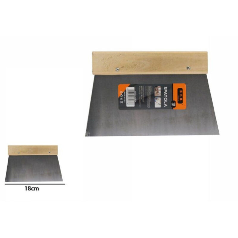 foto del prodotto trade shop traesio spatola trapezoidale per stucco in acciaio manico in legno 18cm pittore 53267a 
