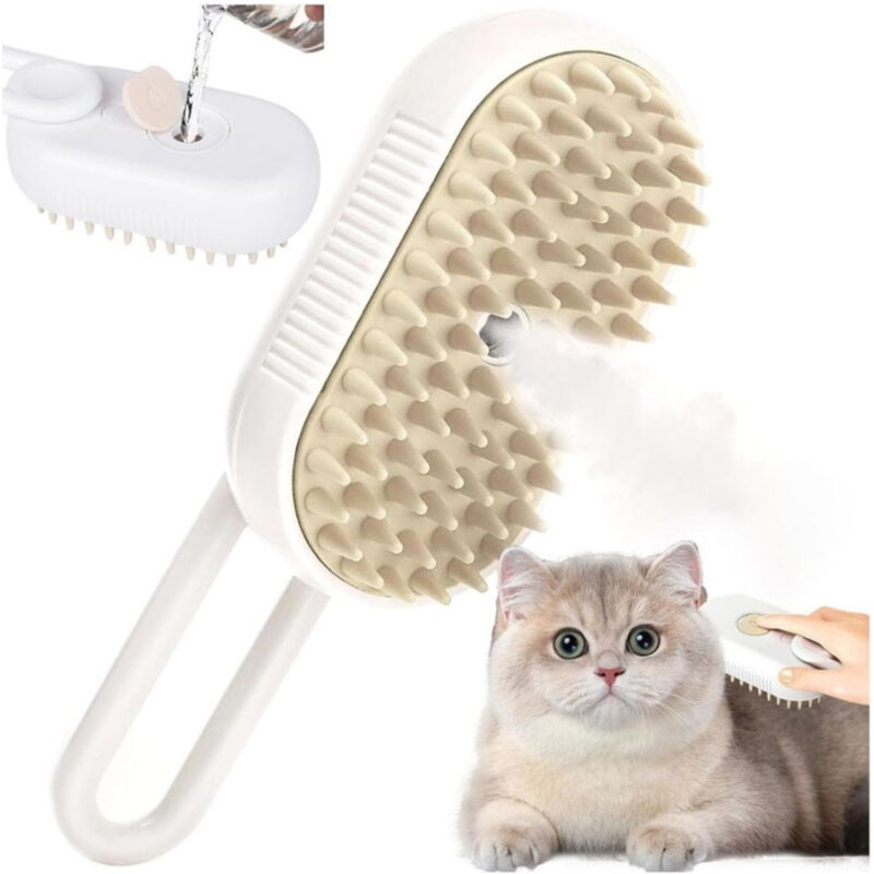 foto del prodotto trade shop traesio spazzola a vapore per gatti cani elimina pelo morto sottopelo cavo usb 