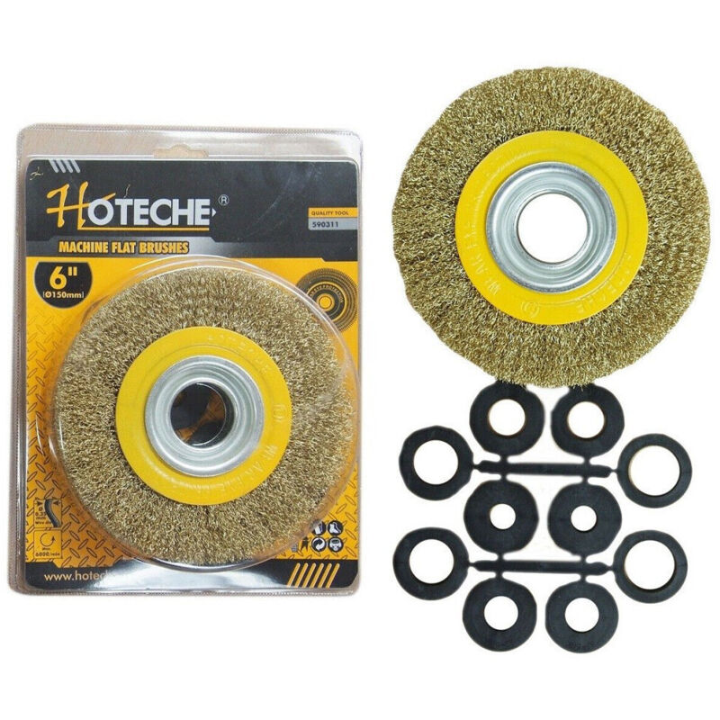 foto del prodotto trade shop traesio spazzola circolare disco fili acciaio 150 mm 6 per smerigliatrice mola da banco 