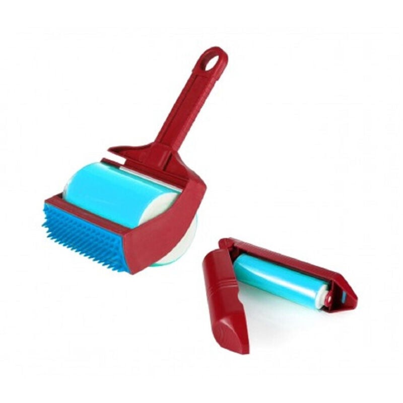 foto del prodotto trade shop traesio - spazzola lavabile 2 in 1 levapelucchi rullo rimuove peli togli silicone sporco -