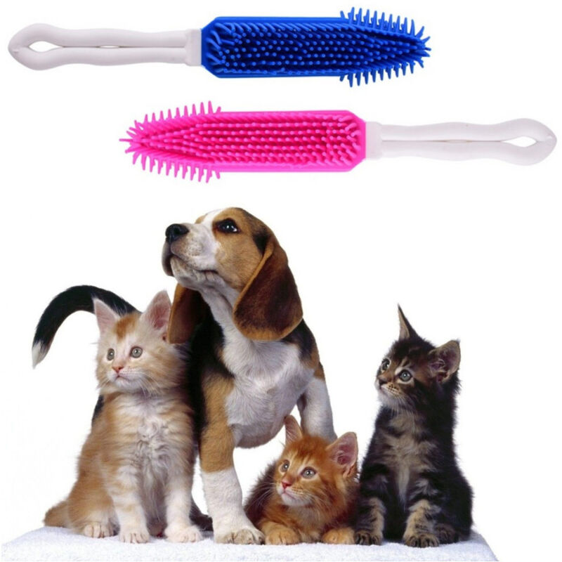 foto del prodotto trade shop traesio spazzola per cani e gatti silicone 27cm 3 colori scioglinodi cura animali pelo 