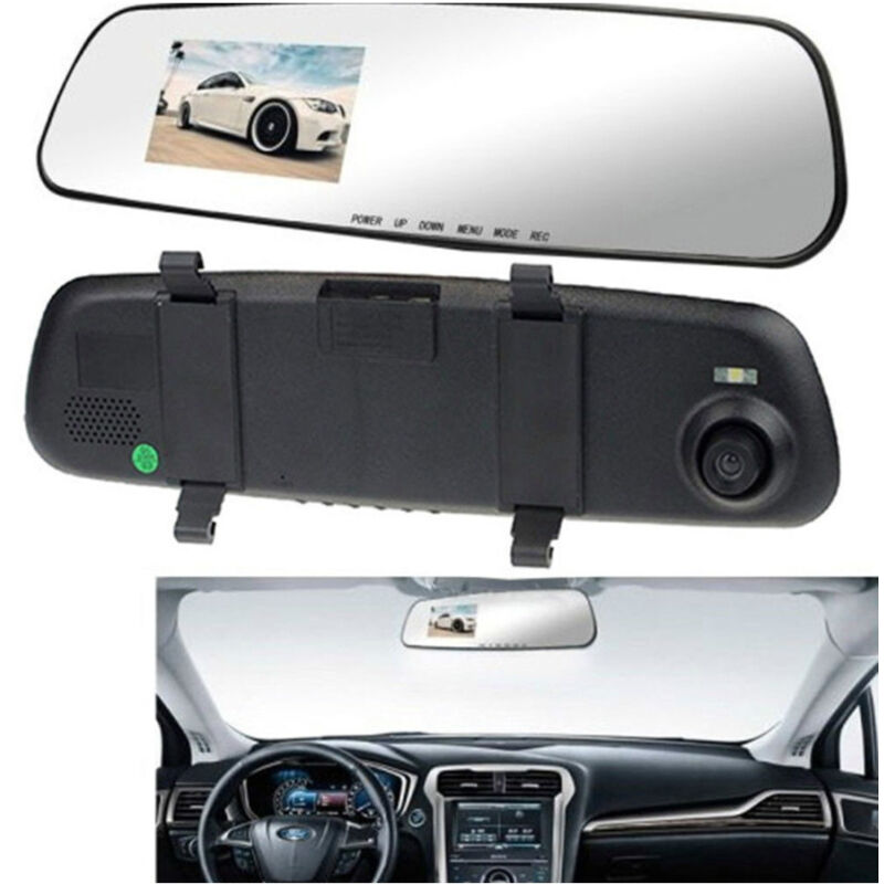 foto del prodotto trade shop traesio specchietto retrovisore dvr telecamera full hd 1080p 2.3 lcd per retrocamera 