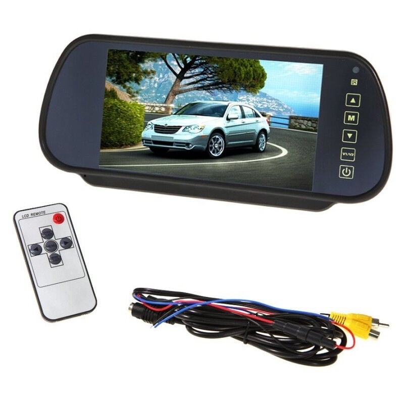 foto del prodotto trade shop traesio specchietto retrovisore monitor 7 bluetooth vivavoce touch screen usb sd mp5 