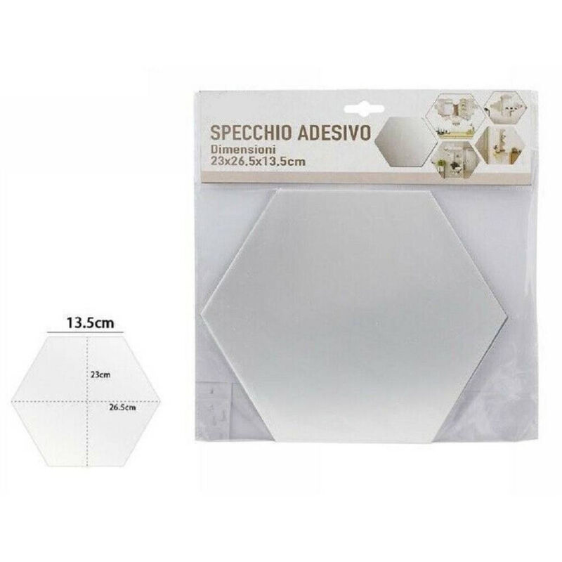 foto del prodotto trade shop traesio specchio adesivo esagonale adesiva murale arredamento casa 23x26.5x13.5cm 70878 
