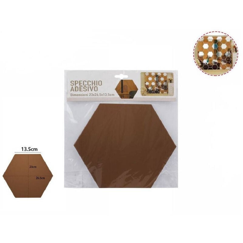 foto del prodotto trade shop traesio specchio adesivo esagonale adesiva murale arredamento casa 23x26.5x13.5cm 70879 