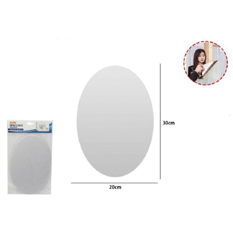 foto del prodotto trade shop traesio - specchio adesivo forma ovale adesiva murale arredamento casa 20 x 30 cm -