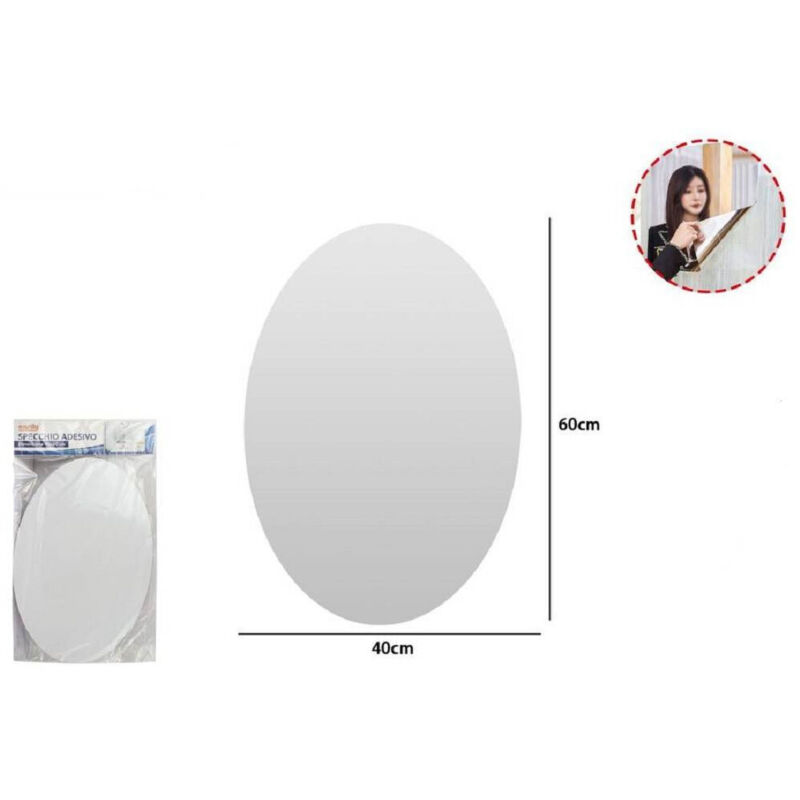 foto del prodotto trade shop traesio specchio adesivo forma ovale adesiva murale arredamento casa 40 x 60 cm 
