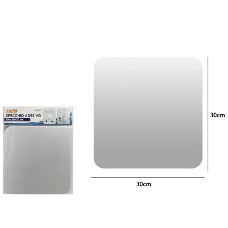 foto del prodotto trade shop traesio specchio adesivo forma quadrata adesiva murale arredamento casa 30 x 30 cm 
