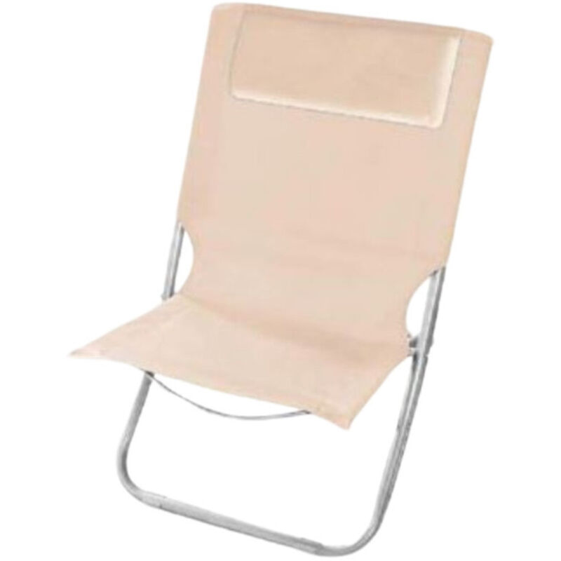 foto del prodotto trade shop traesio spiaggina con cuscino per testiera crema 57x47x95 cm pieghevole portatile 281016 