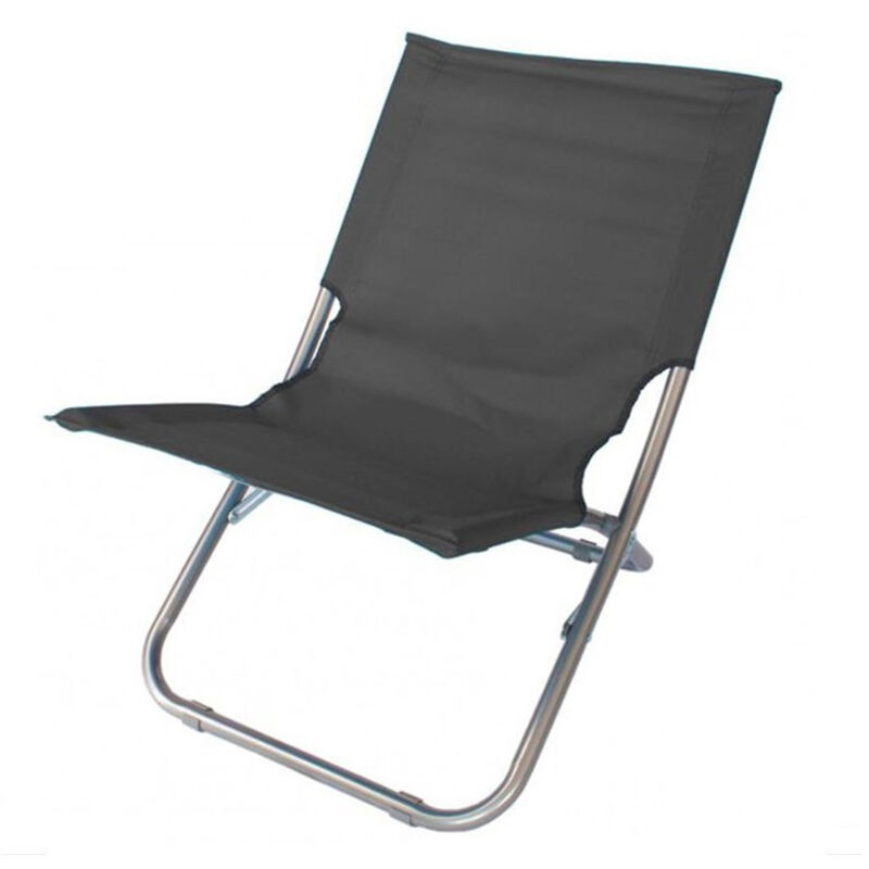 foto del prodotto trade shop traesio spiaggina in tessuto oxford grigia pieghevole sedia mare campeggio portatile 281049 