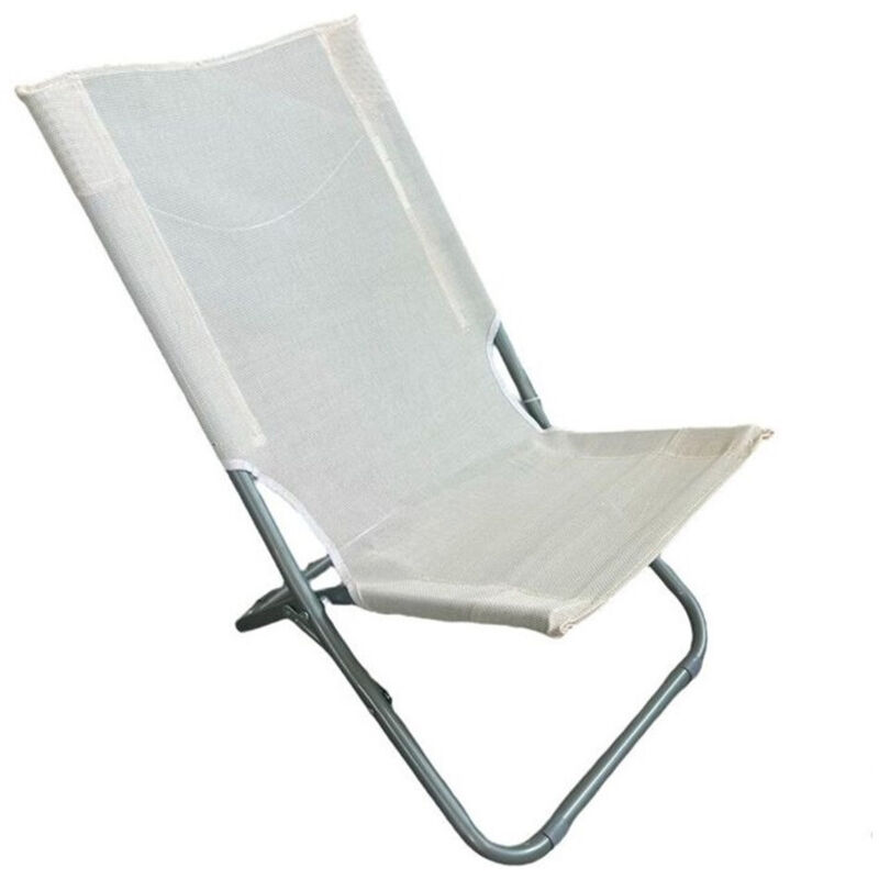 foto del prodotto trade shop traesio spiaggina in textilene crema pieghevole sedia per mare campeggio 57x47x72cm 281051 