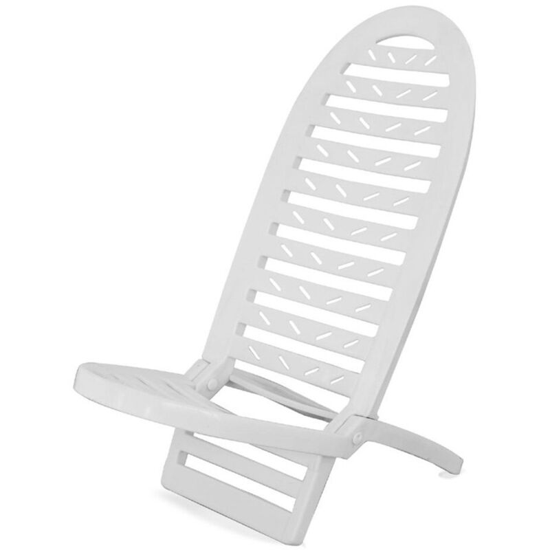foto del prodotto trade shop traesio spiaggina pieghevole bianca in plastica 40x40x86 cm per mare piscina estate 070301 