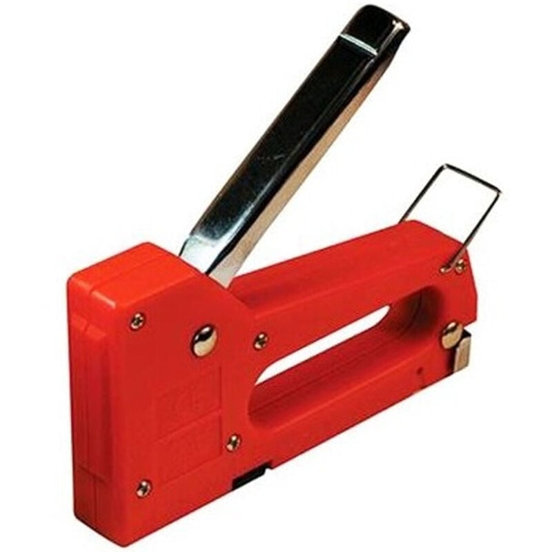 foto del prodotto trade shop traesio spillatrice per punti metallici manuale 4 8mm 0.7mm cromata con punte graffette spille per falegname 