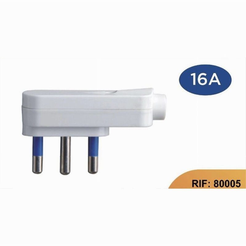 foto del prodotto trade shop traesio spina piatta elettrica salvaspazio laterale 2p t 16a 25v max 1500w bianco 80005 