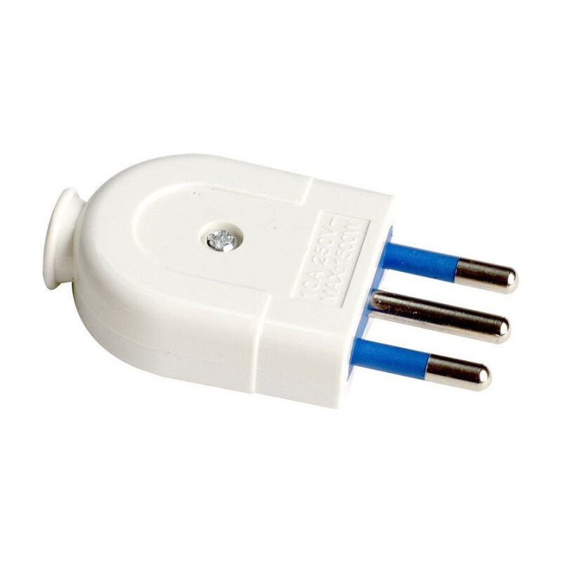 foto del prodotto trade shop traesio spina s11 10a 2p t elettrica piatta salvaspazio bianca dritta 250v max 1500w 83003 