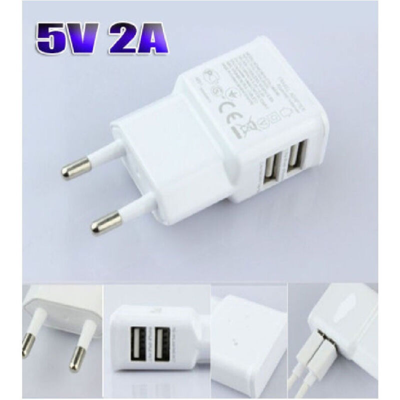 foto del prodotto trade shop traesio spina usb 5v 2a caricatore adattatore caricabatteria universale 2 porta usb 