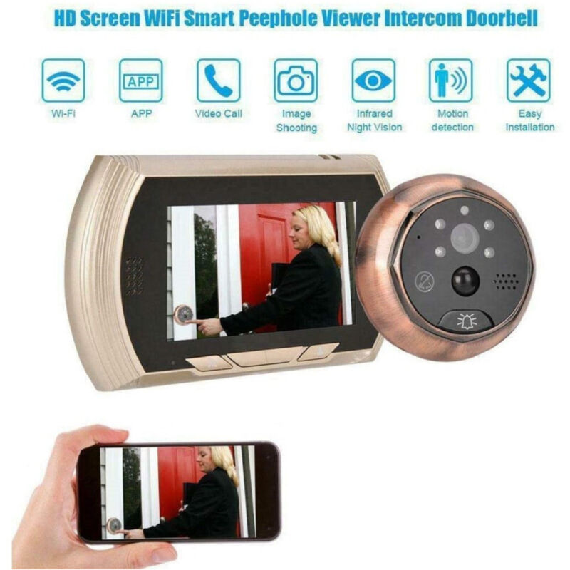 foto del prodotto trade shop traesio spioncino elettronico wifi digitale schermo 4.3 campanello elettronico cw432 