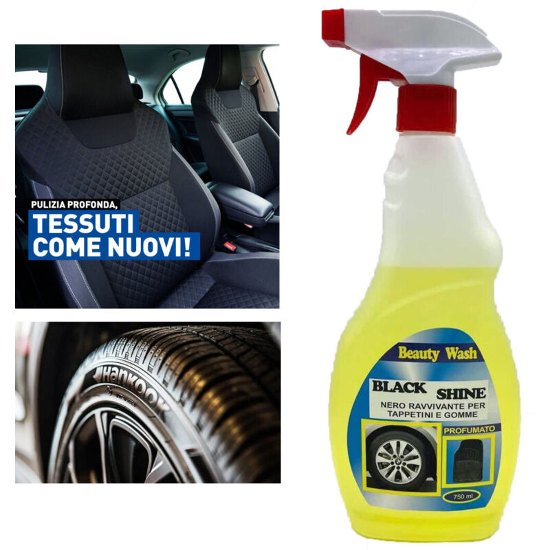 foto del prodotto trade shop traesio spray detergente ravvivante per tappetini e ruote auto nero veicoli moto 750ml 