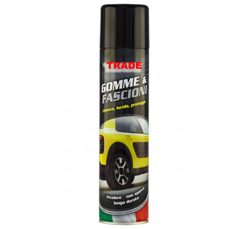 foto del prodotto trade shop traesio spray rinnova fascioni pulisce materiali in plastica e gomma per auto camper 