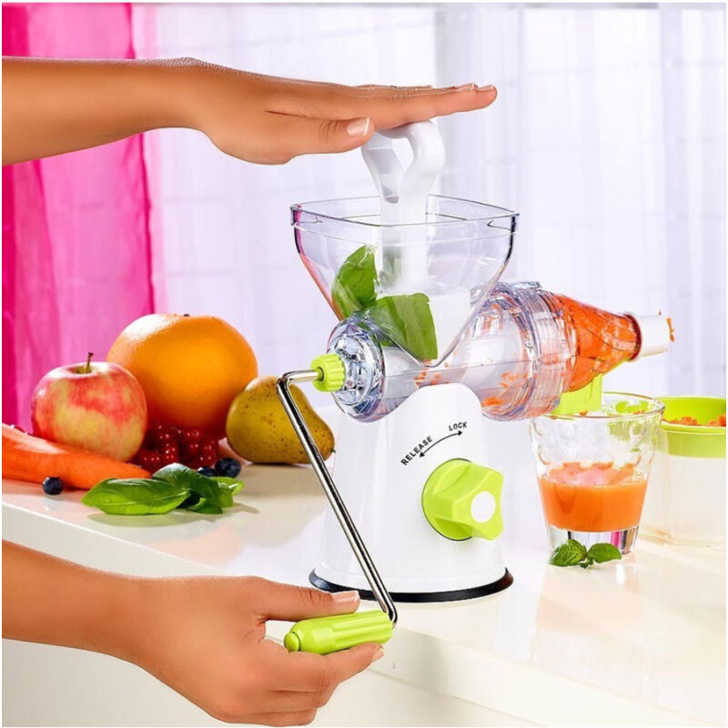 foto del prodotto trade shop traesio spremiagrumi manuale per frutta e verdura a manovella centrifuga separa succo 
