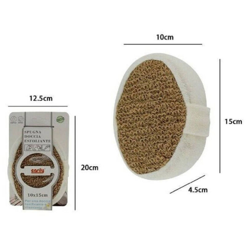 foto del prodotto trade shop traesio spugna doccia bagno esfoliante cura pelle corpo 10 x 4.5 x 15 cm marrone 69577 