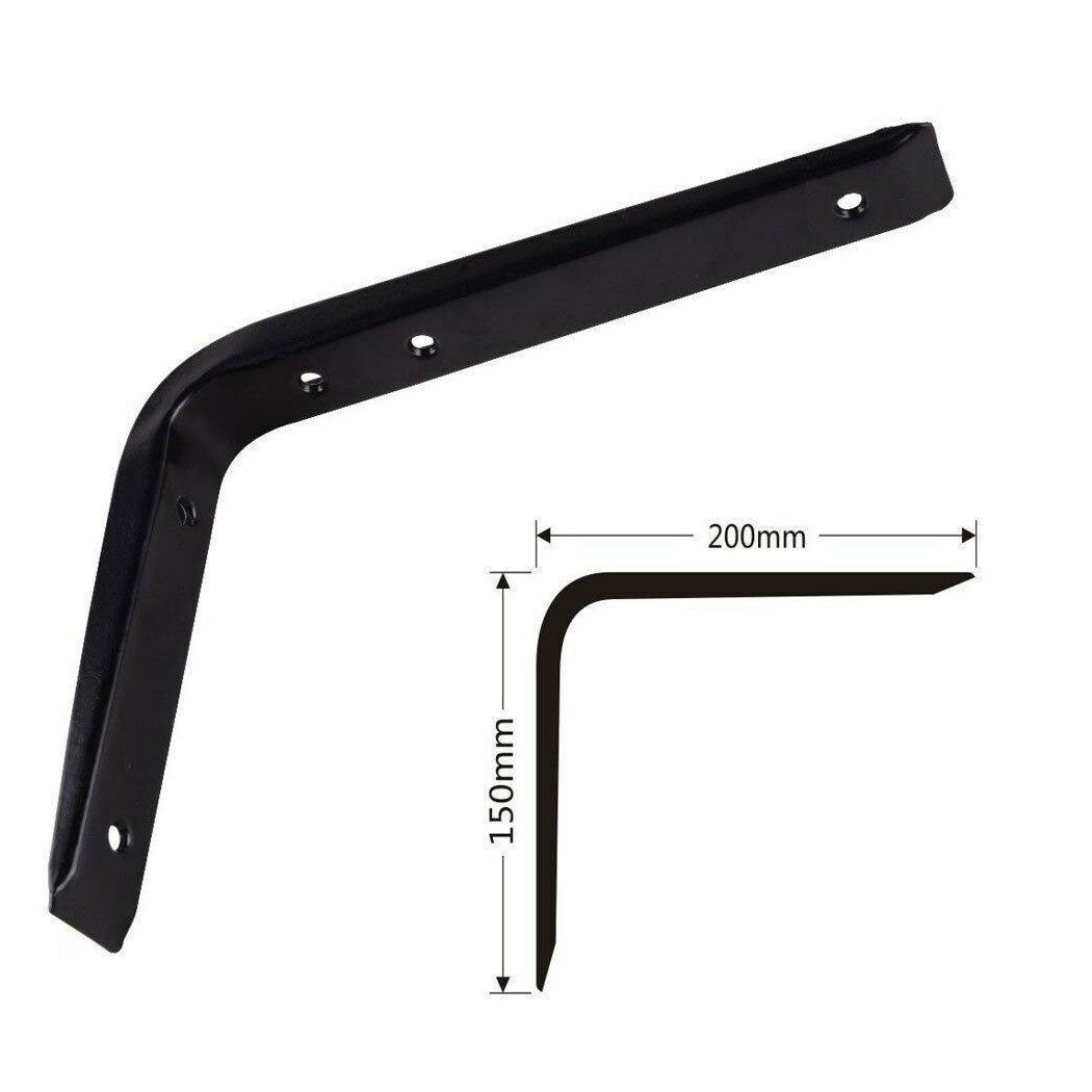 foto del prodotto trade shop traesio staffe angolari 2pz supporto staffa angolare reggimensole nero 200 x 150 x 30 mm 
