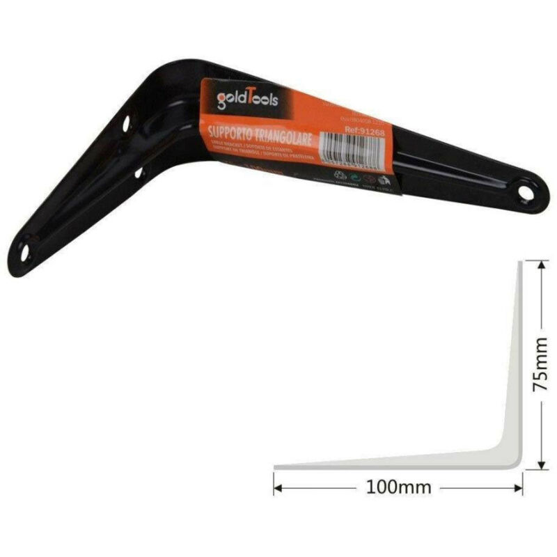 foto del prodotto trade shop traesio staffe angolari 2pz supporto staffa reggimensole angolo retto 90 nero 75x100mm 