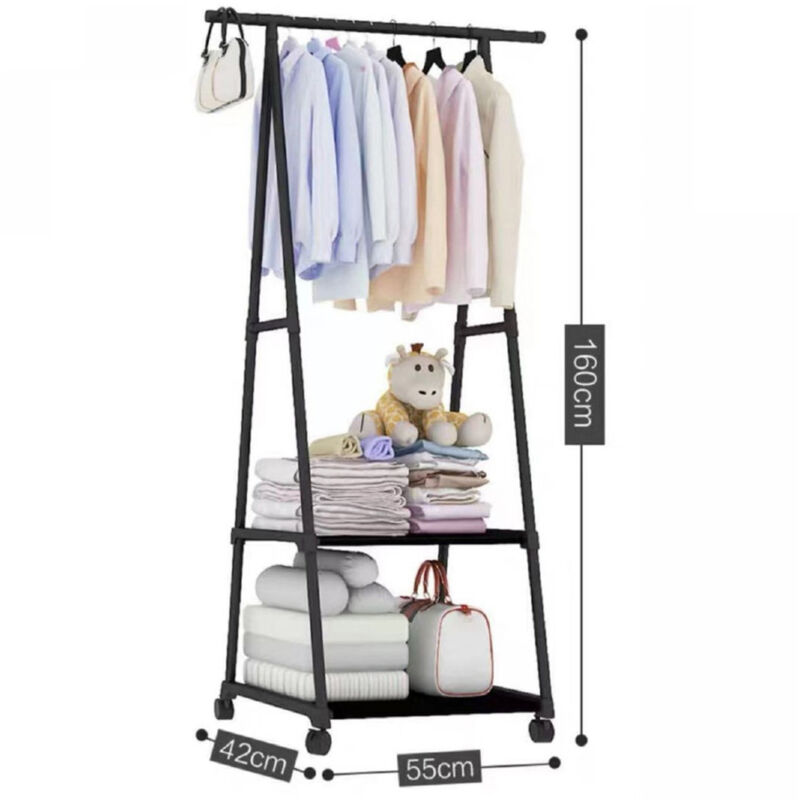 foto del prodotto trade shop traesio stand appendiabiti attaccapanni in legno mdf e metallo camera da letto nero 