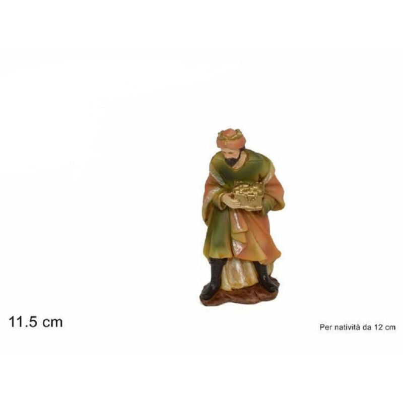 foto del prodotto trade shop traesio statuina melchiorre 12cm per presepe in resina decoro natale natalizio nativita 