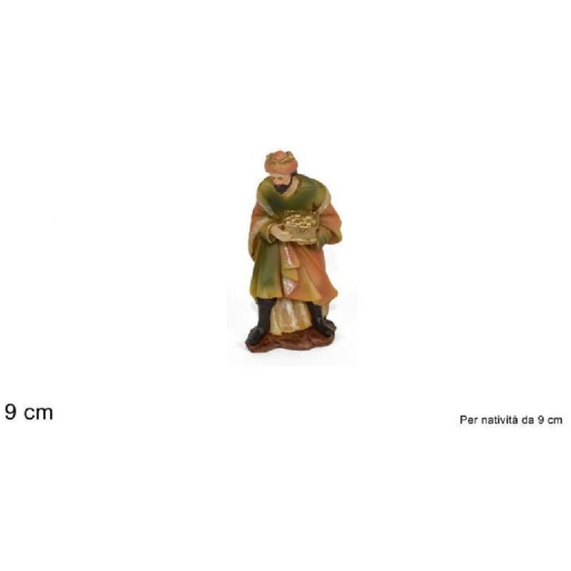 foto del prodotto trade shop traesio statuina melchiorre 9 cm per presepe in resina decoro natale natalizio nativita 