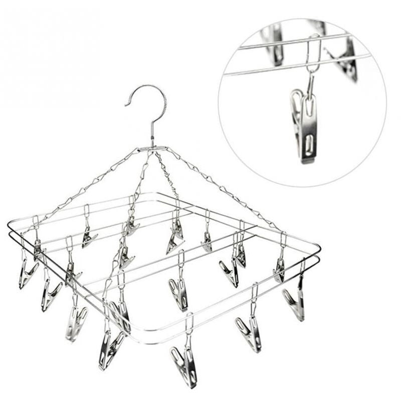 foto del prodotto trade shop traesio - stendibiancheria 18 mollette rettangolare 39x29cm in acciaio stendino biancheria -