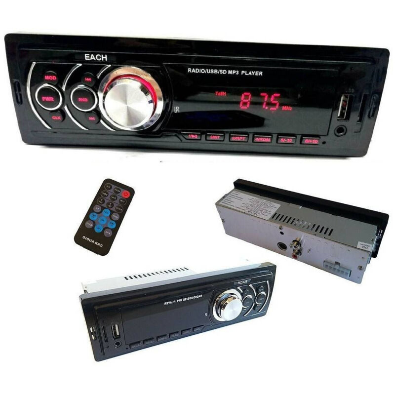 foto del prodotto trade shop traesio stereo auto autoradio 250w aux mp3 usb sd radio fm slot microsd each 625 